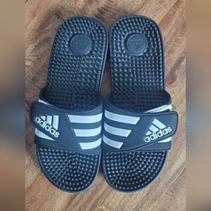 Adidas Black and White Slide Sandals